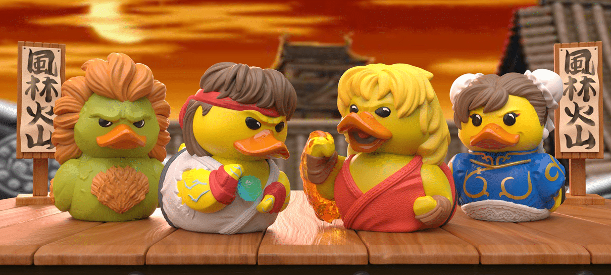 Personagens de Street Fighter ganham versão patinho de borracha