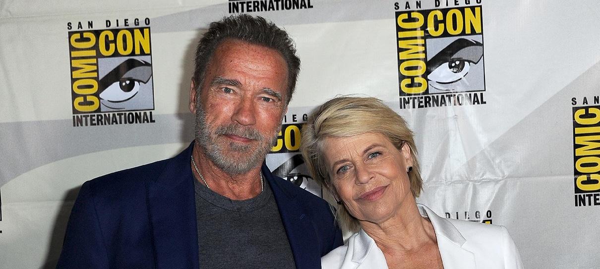 Arnold Schwarzenegger celebra aniversário de Linda Hamilton