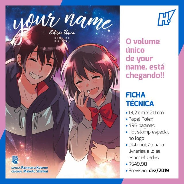Editora JBC anuncia lançamento do mangá Your Name