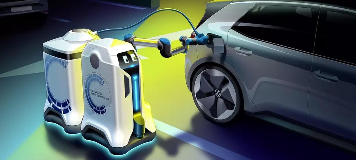 Volkswagen está trabalhando em um robô autônomo capaz de recarregar carros elétricos
