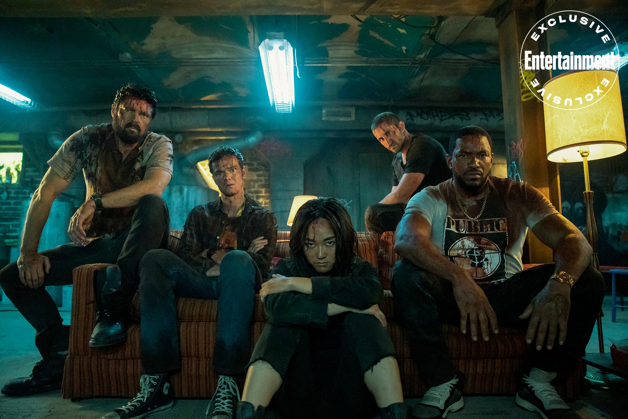 The Boys
L-R: Karl Urban, Jack Quaid, Karen Fukuhara, Tomer Capon (background), Laz Alonso