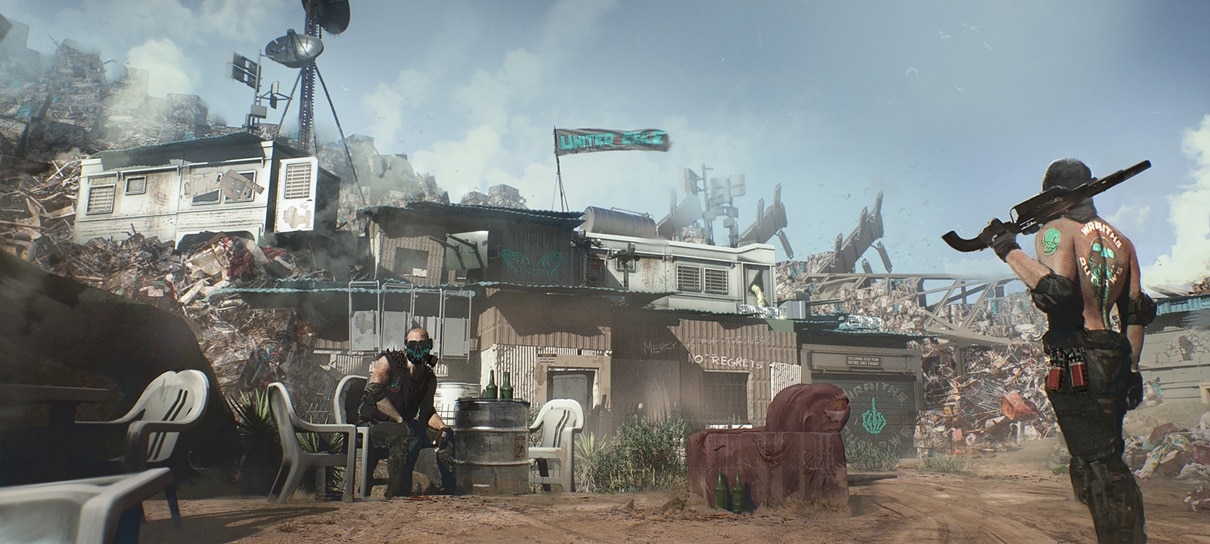 Artes conceituais de Cyberpunk 2077 exibem Badlands, um dos distritos de Night City