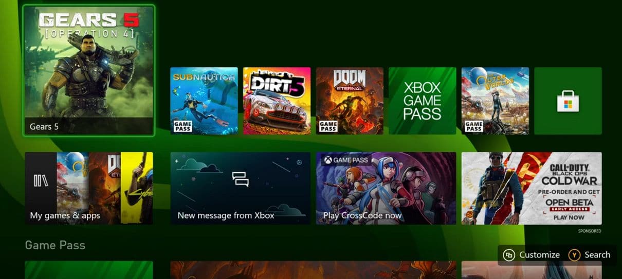 Confira a interface do Xbox Series X e Xbox Series S