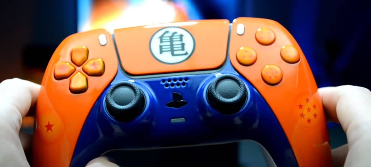 Controle de PS5 customizado com tema de Dragon Ball Z tem mais de 8 mil de poder