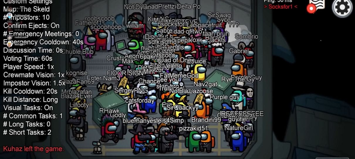 Hack de Among Us coloca 90 tripulantes e 10 impostores em uma partida