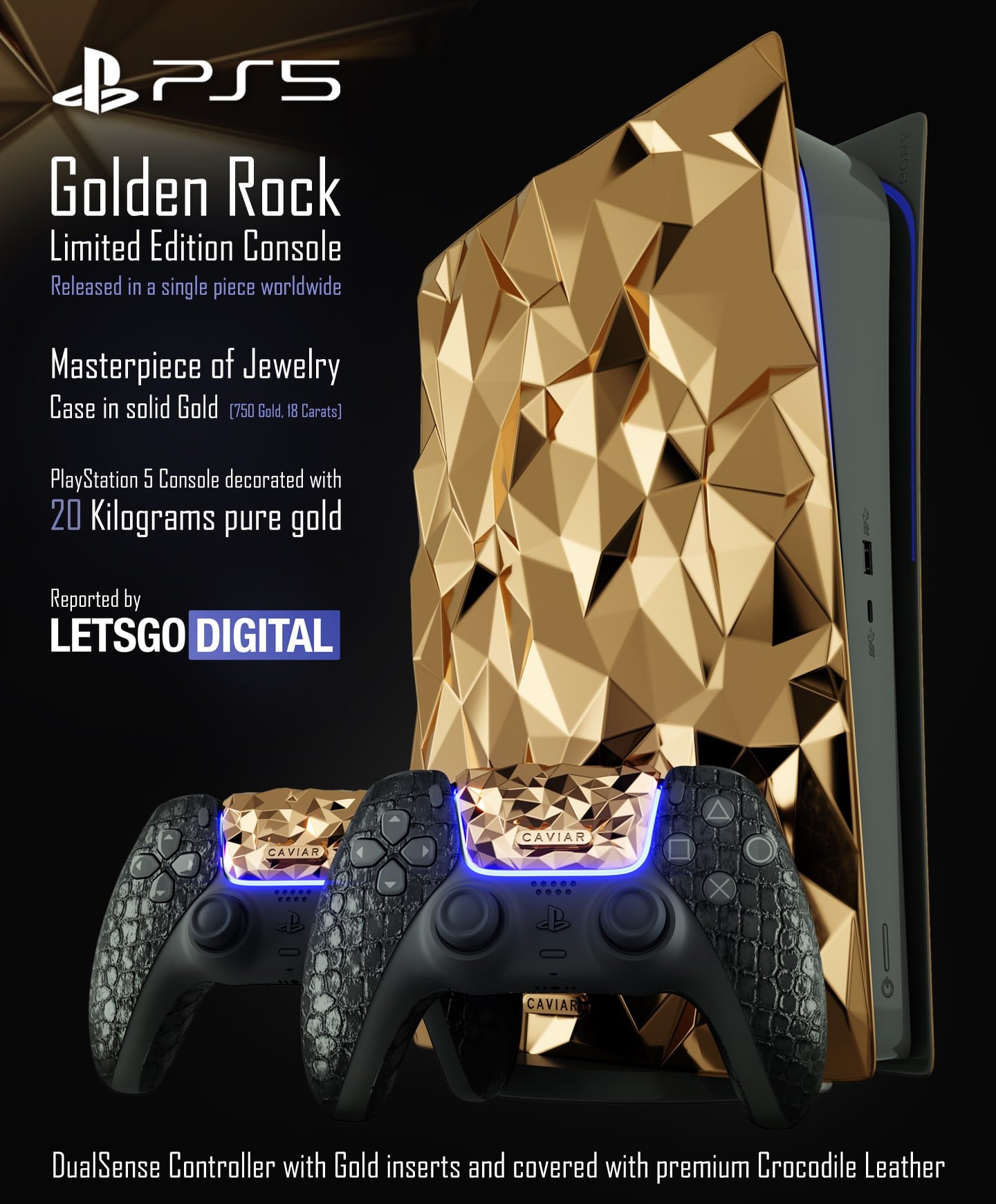 PS5 de R$ 2 milhões é feito de ouro e tem controle com couro de crocodilo
