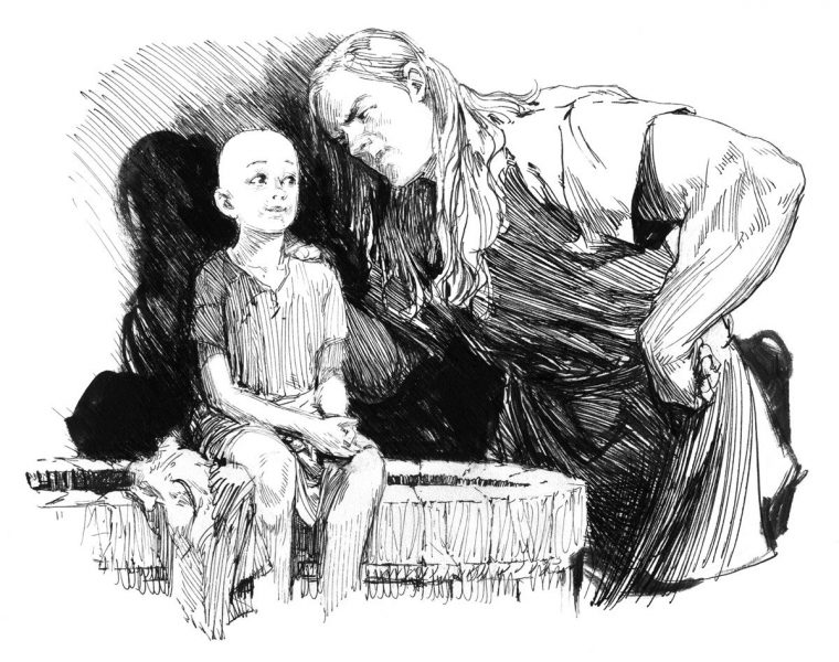 Egg e Dunk, em ilustração do livro O Cavaleiro dos Sete Reinos (LeYa)