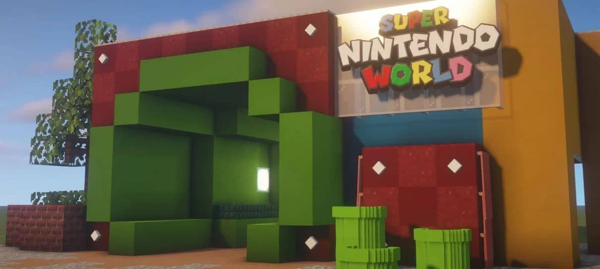 Fã recria Super Nintendo World no Minecraft