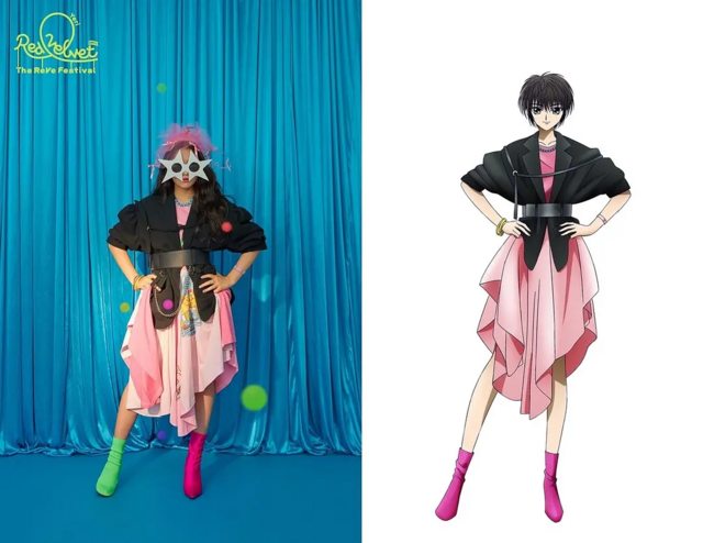 Imagem do grupo Red Velvet usada como base para o design de personagem do anime