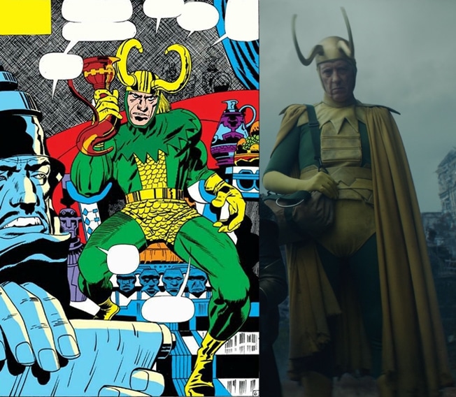 Loki nas HQs e Richard E. Grant na série Loki (Divulgação/Marvel)