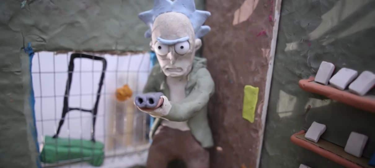 Vídeo stop motion de Rick and Morty mostra Rick com uma escopeta