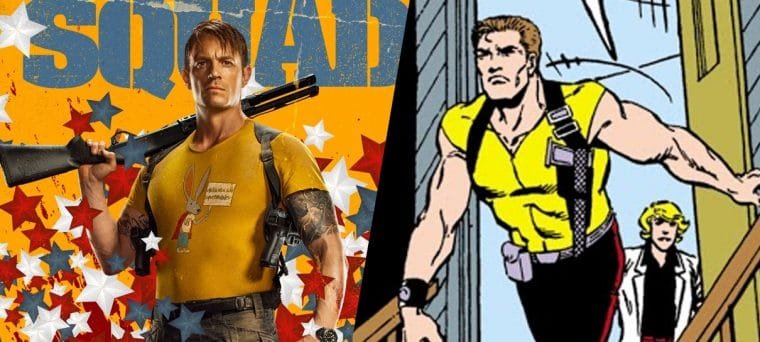 Montagem com Joel Kinnaman e Rick Flag nas HQs (Divulgação/DC)
