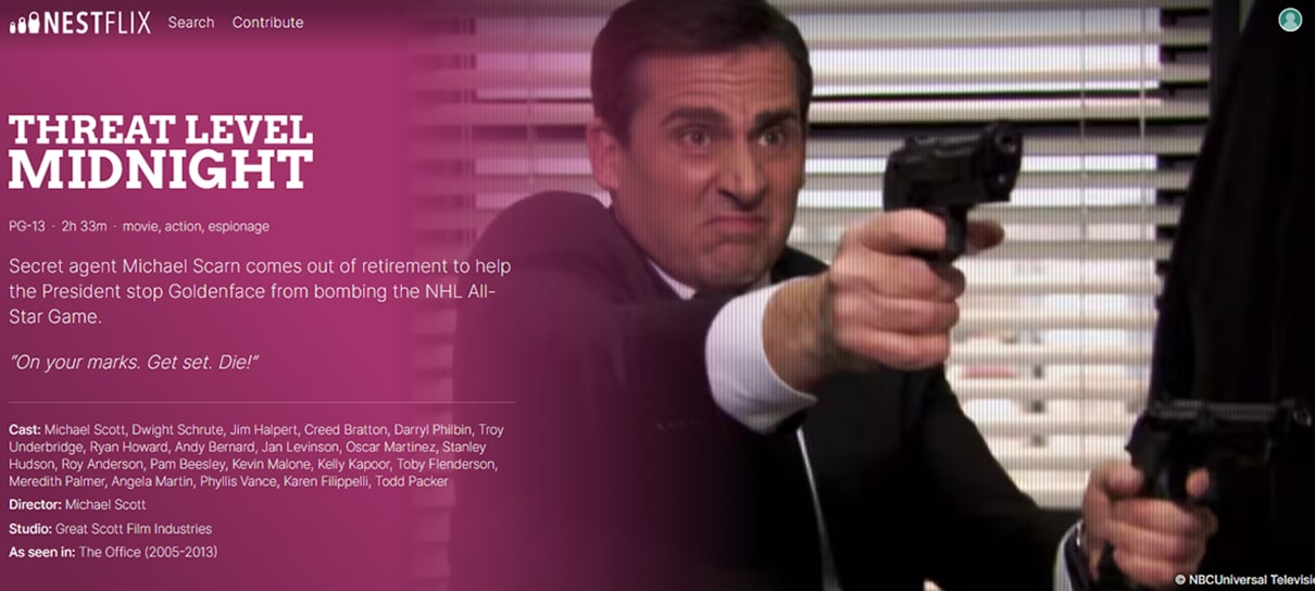 Nestflix é um site que reúne filmes e séries falsos do universo da ficção