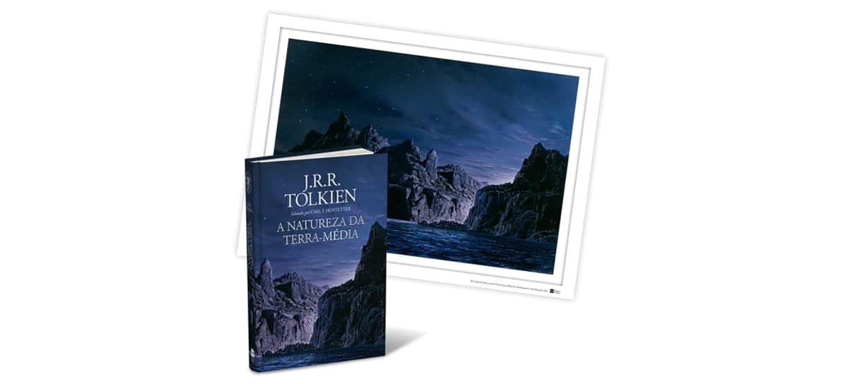 A Natureza da Terra Média, um dos livros da biblioteca de J.R.R Tolkien, em fundo branco.