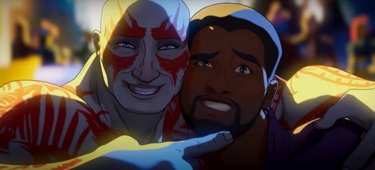 Drax e T'Challa em What If...? (Divulgação/Marvel)