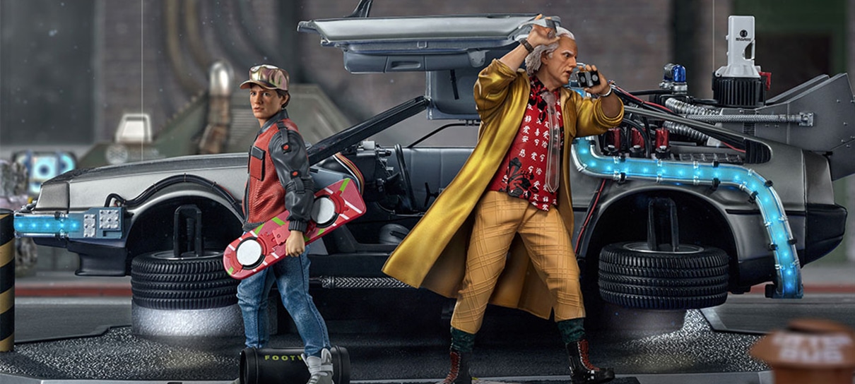 Marty McFly e Doc Brown chegam de DeLorean em novas estátuas da Iron Studios