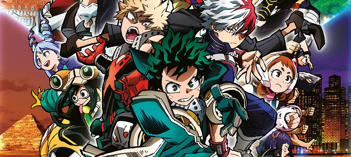 Heróis se reúnem em cartaz inédito de My Hero Academia - Missão Mundial de Heróis