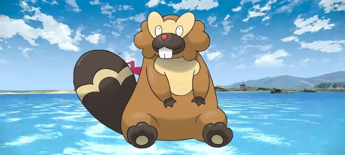 Jogador utiliza seis Bibarel para cruzar um rio em Pokémon Legends: Arceus