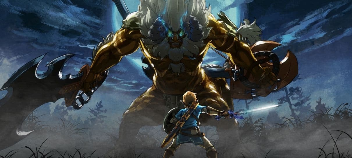 Jogador de Zelda: Breath of the Wild derrota um Lynel batendo com uma pedra
