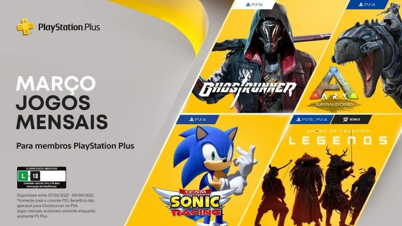 Sony confirma PS Plus de março com Ghostrunner e Team Sonic Racing