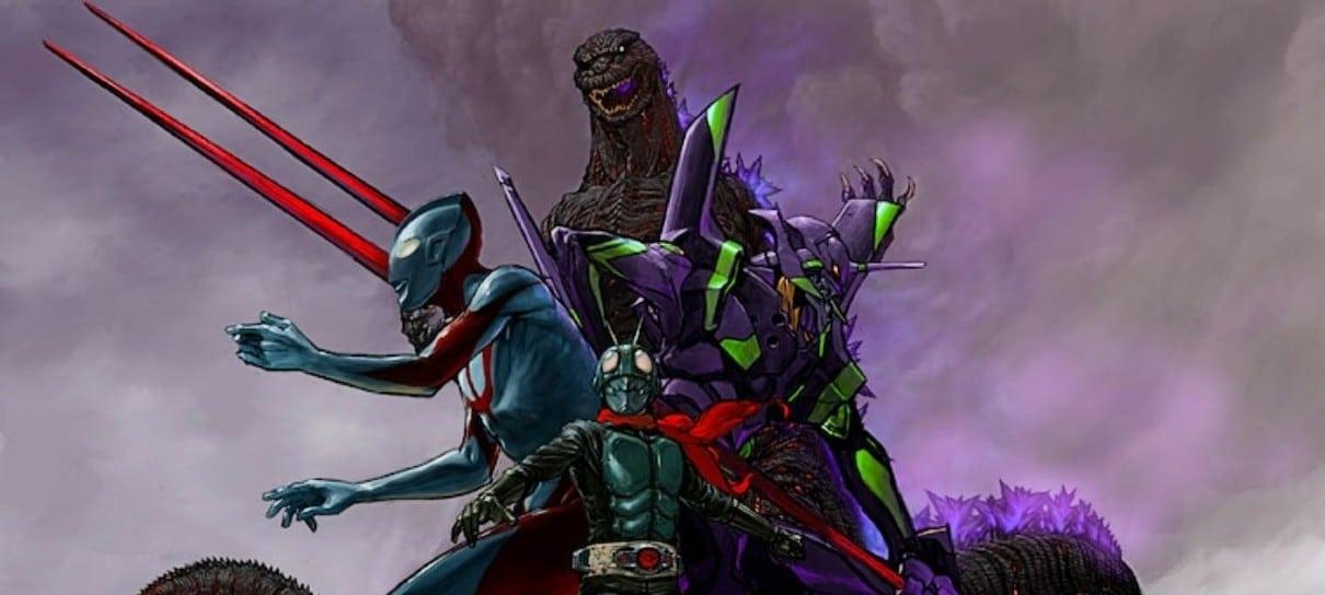 Vingadores, que nada! Crossover épico reúne Godzilla, Ultraman, Evangelion e Kamen Rider