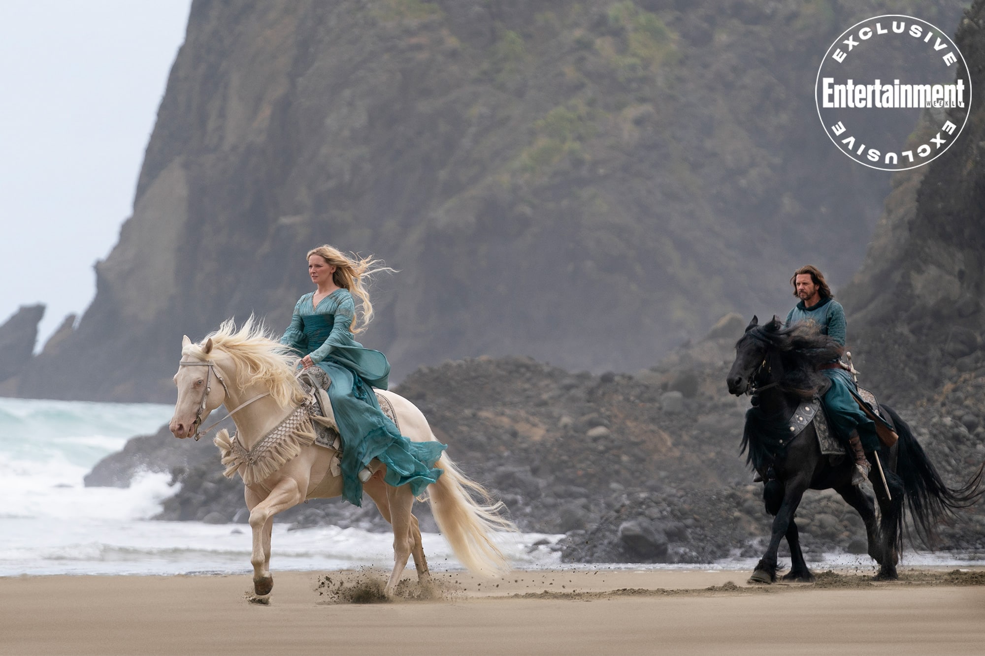 Lord of the Rings, Amazon
Morfydd Clark on the horse on the beach