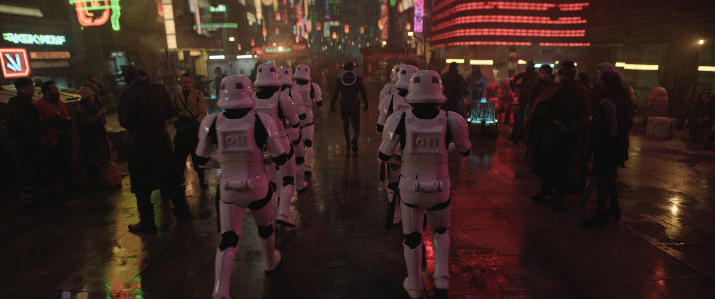 Fifth Brother (Sung Kang, center) and Stormtroopers in a scene from Lucasfilm's OBI-WAN KENOBI, exclusively on Disney+. © 2022 Lucasfilm Ltd. &amp; ™. All Rights Reserved.
