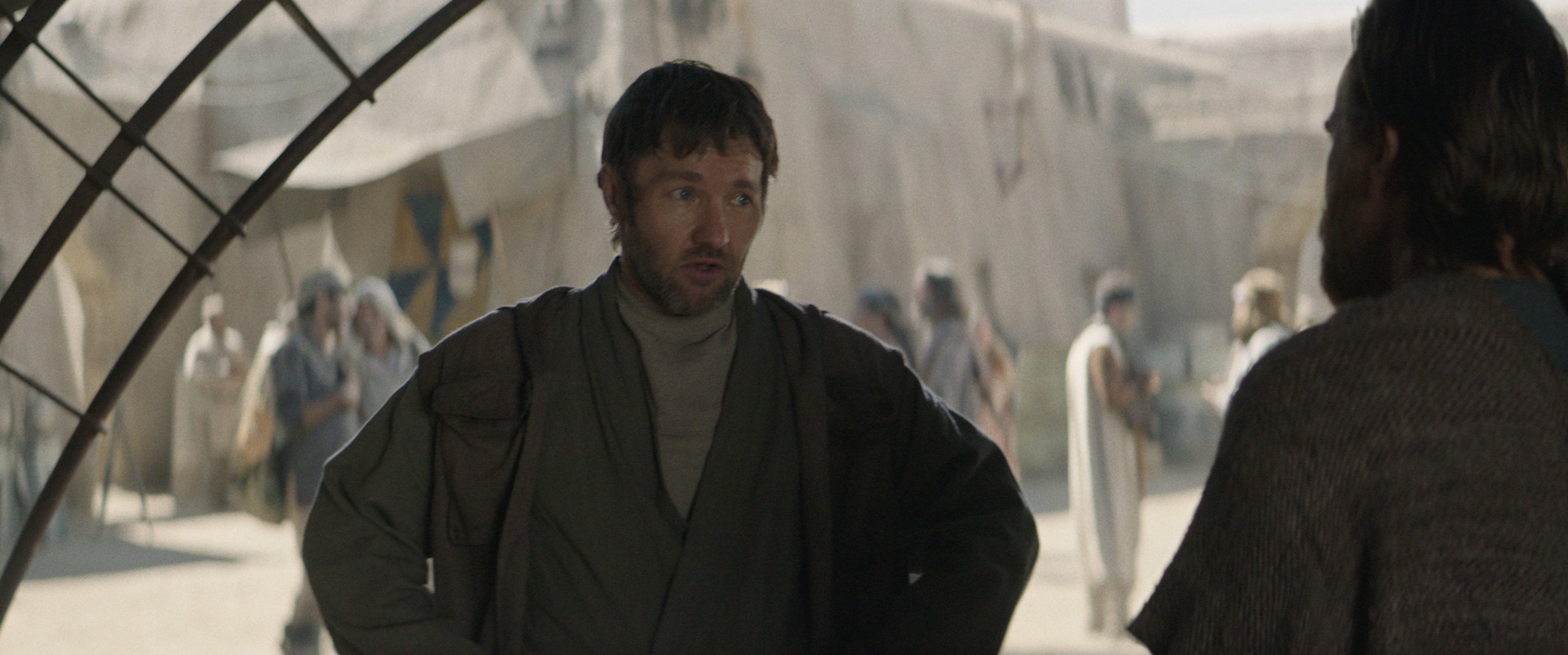 (L-R): Owen Lars (Joel Edgerton) and Obi-Wan Kenobi (Ewan McGregor) in Lucasfilm's OBI-WAN KENOBI, exclusively on Disney+. © 2022 Lucasfilm Ltd. &amp; ™. All Rights Reserved.