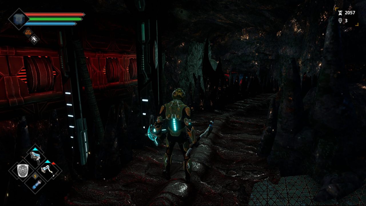 Personagem do jogo Dolmen de costas