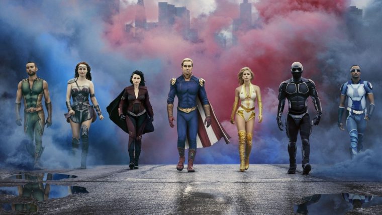 Profundo, Rainha Maeve, Tempesta, Capitão Pátria, Luz-Estrela, Black Noir e Trem Bala em The Boys