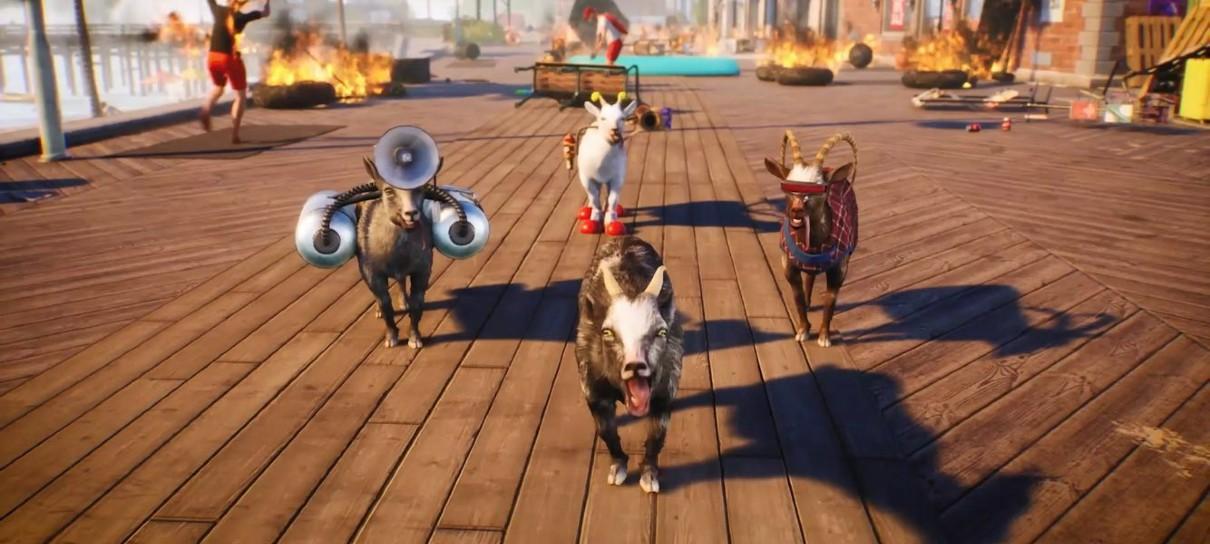 Cabras explosivas e com lasers tocam o terror em anúncio de Goat Simulator 3