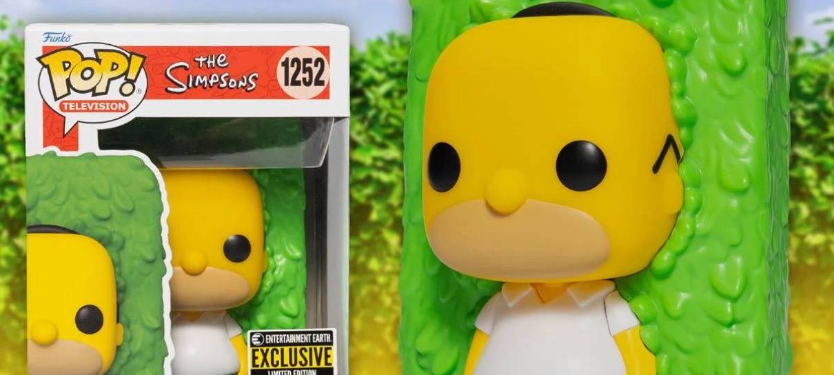 Funko de Homer Simpson entrando na cerca é ótimo para pedir de presente e sair de fininho