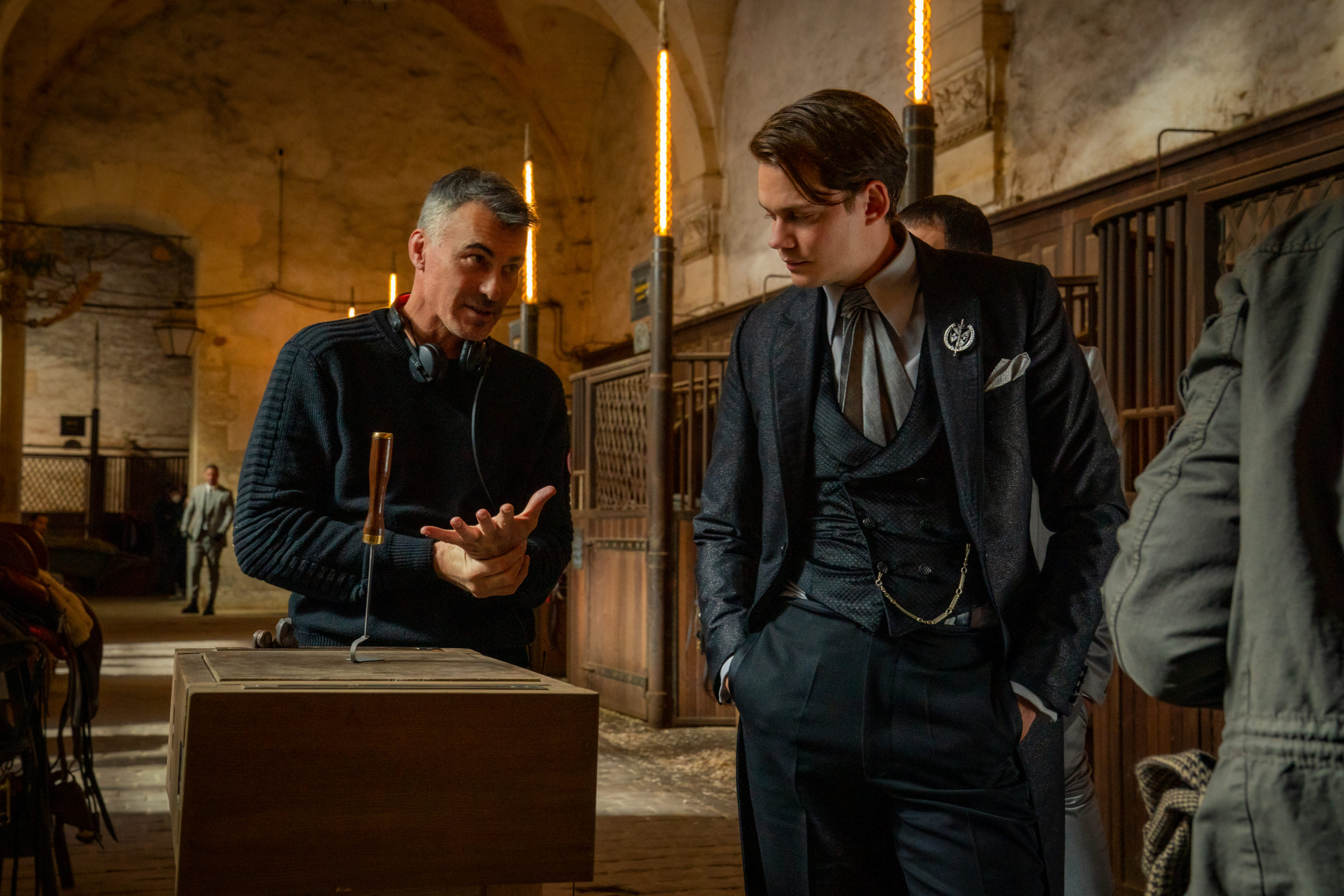 Chad Stahelski - Director and Bill Skarsgård as Marquis in John Wick: Chapter 4. Photo Credit: Murray Close