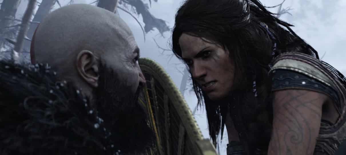 Freya ataca Kratos em nova arte de God of War Ragnarok
