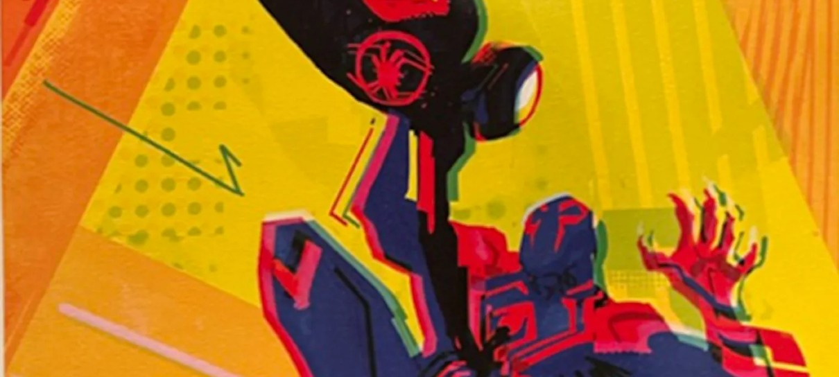 Miles enfrenta Homem-Aranha 2099 no pôster de Através do Aranhaverso
