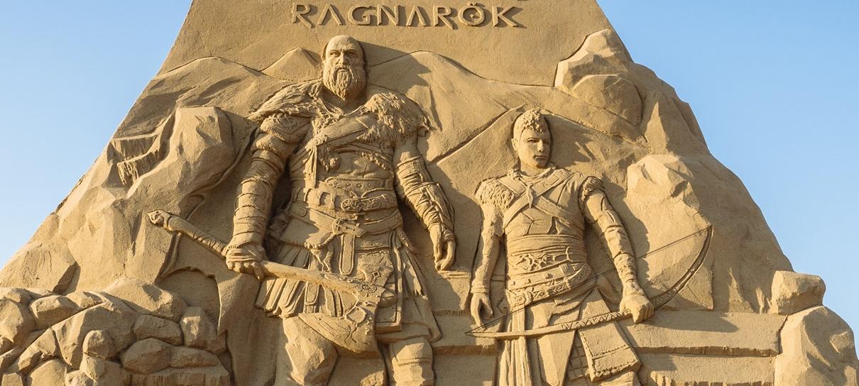 God of War Ragnarok ganha escultura de areia em festival de Taiwan
