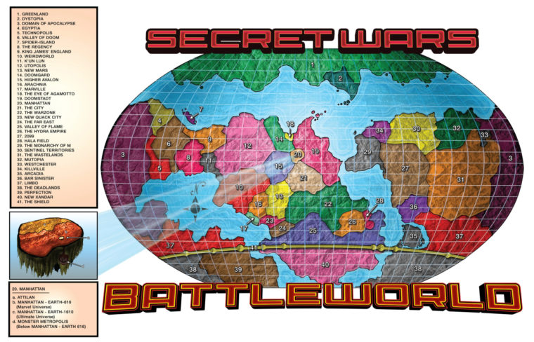 Mapa do Mundo Bélico de Guerras Secretas da Marvel