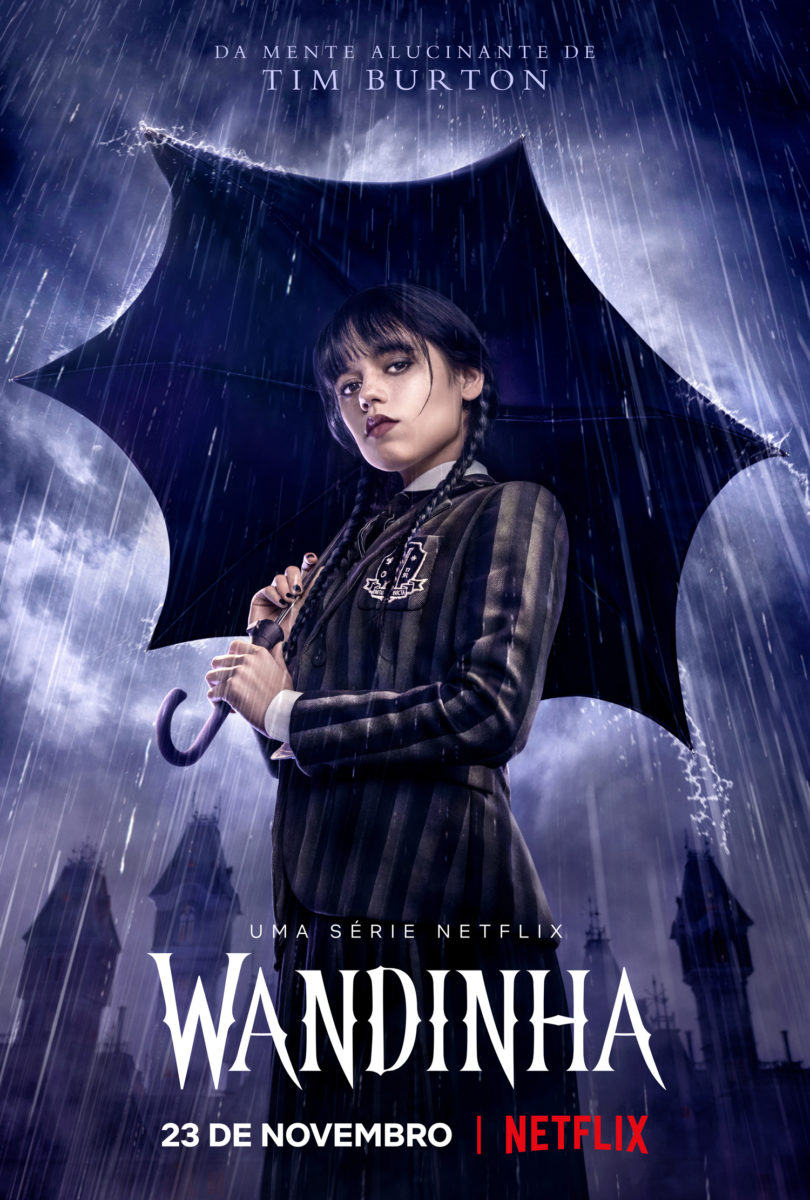 Jenna Ortega como Wandinha no cartaz da série da Netflix