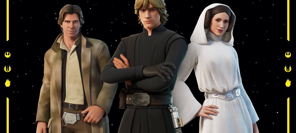 Luke, Han Solo e Leia, de Star Wars, chegam ao Fortnite