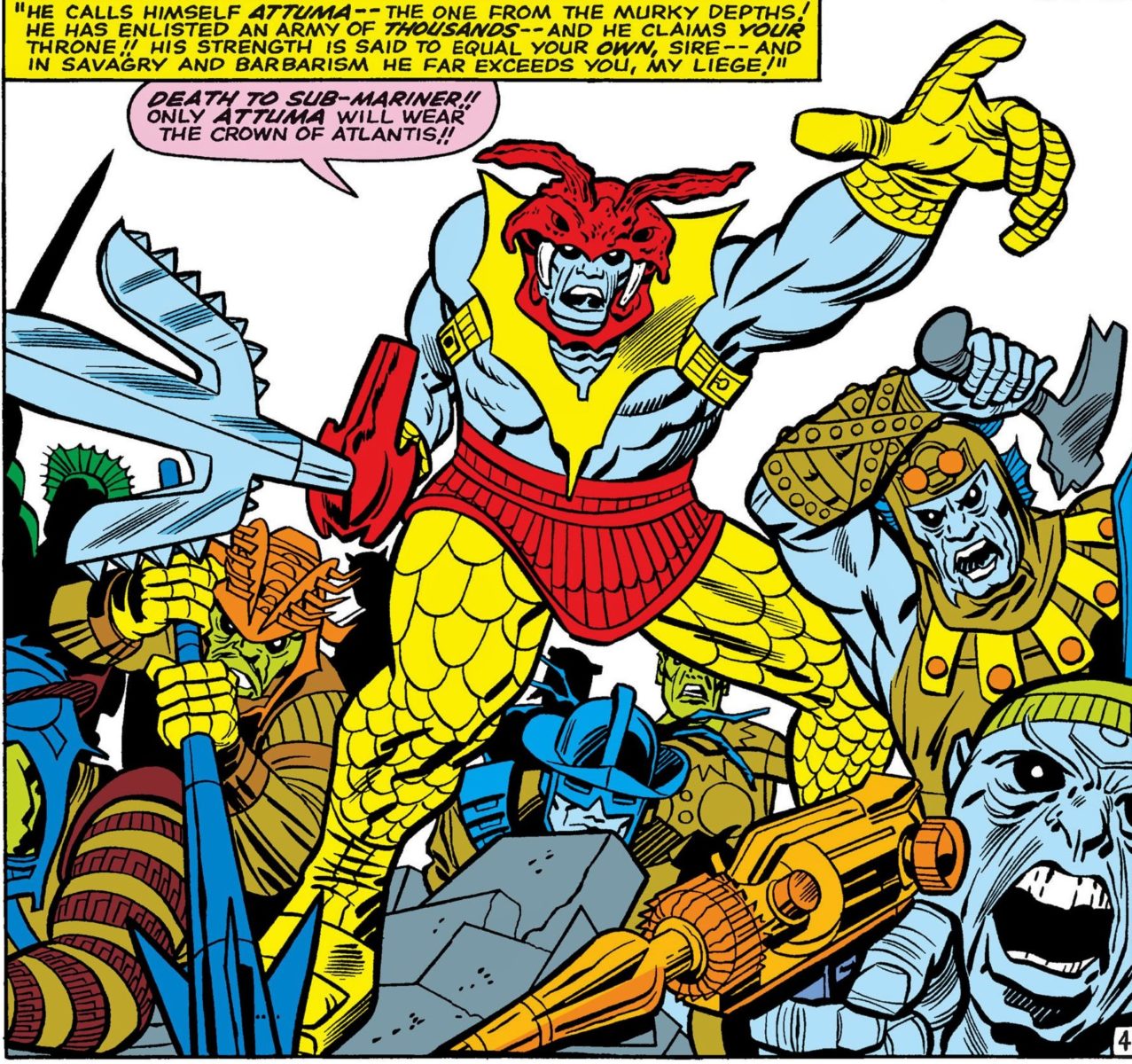 Arte do Attuma, vilão do Namor que surgiu nas HQs do Quarteto Fantástico