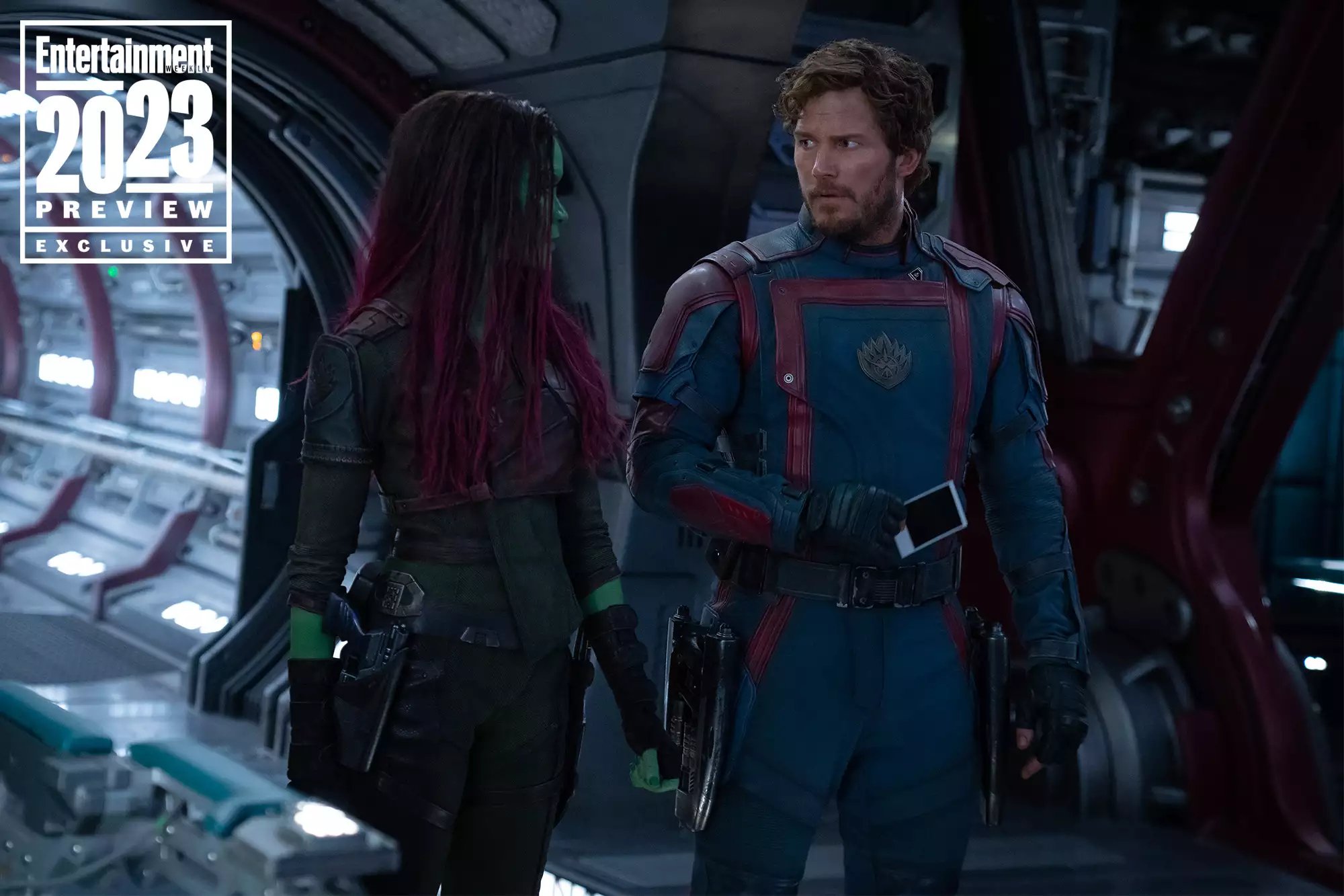 Guardiões da Galáxia vol 3 ganha foto com Peter Quill e Gamora