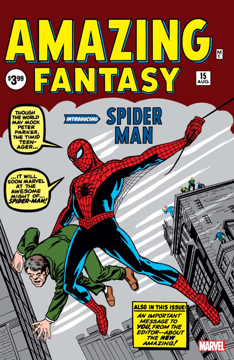 Arte da primeira aparição do Homem-Aranha