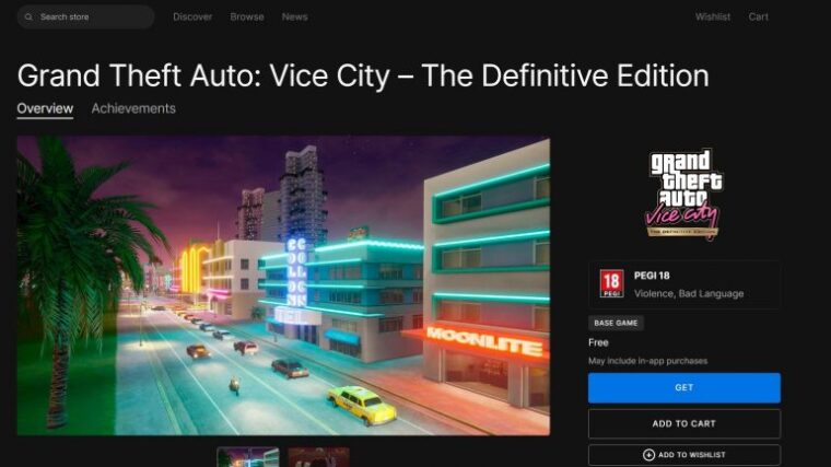 Grand Theft Auto: Vice City – The Definitive Edition em breve - Epic Games  Store