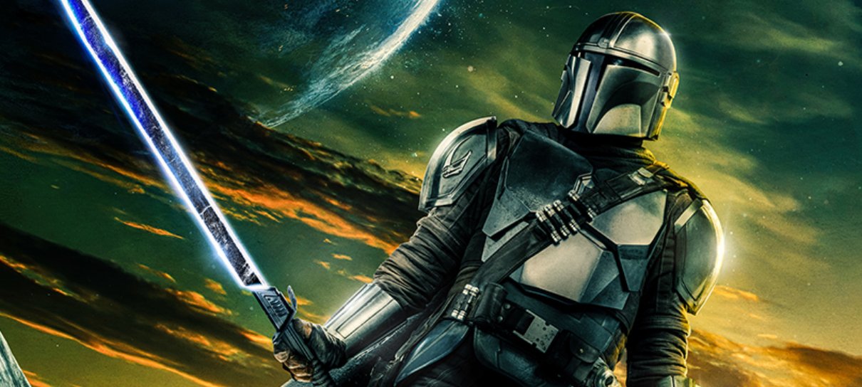 Mando empunha Sabre Negro em cartaz bonitão de The Mandalorian