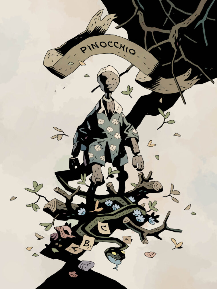 Pinóquio em arte de Mike Mignola (Beehive Books/Divulgação)