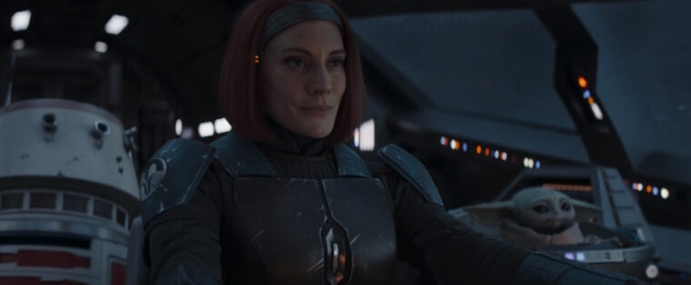 R5, Bo-Katan Kryze e Grogu em The Mandalorian (Disney+/Divulgação)