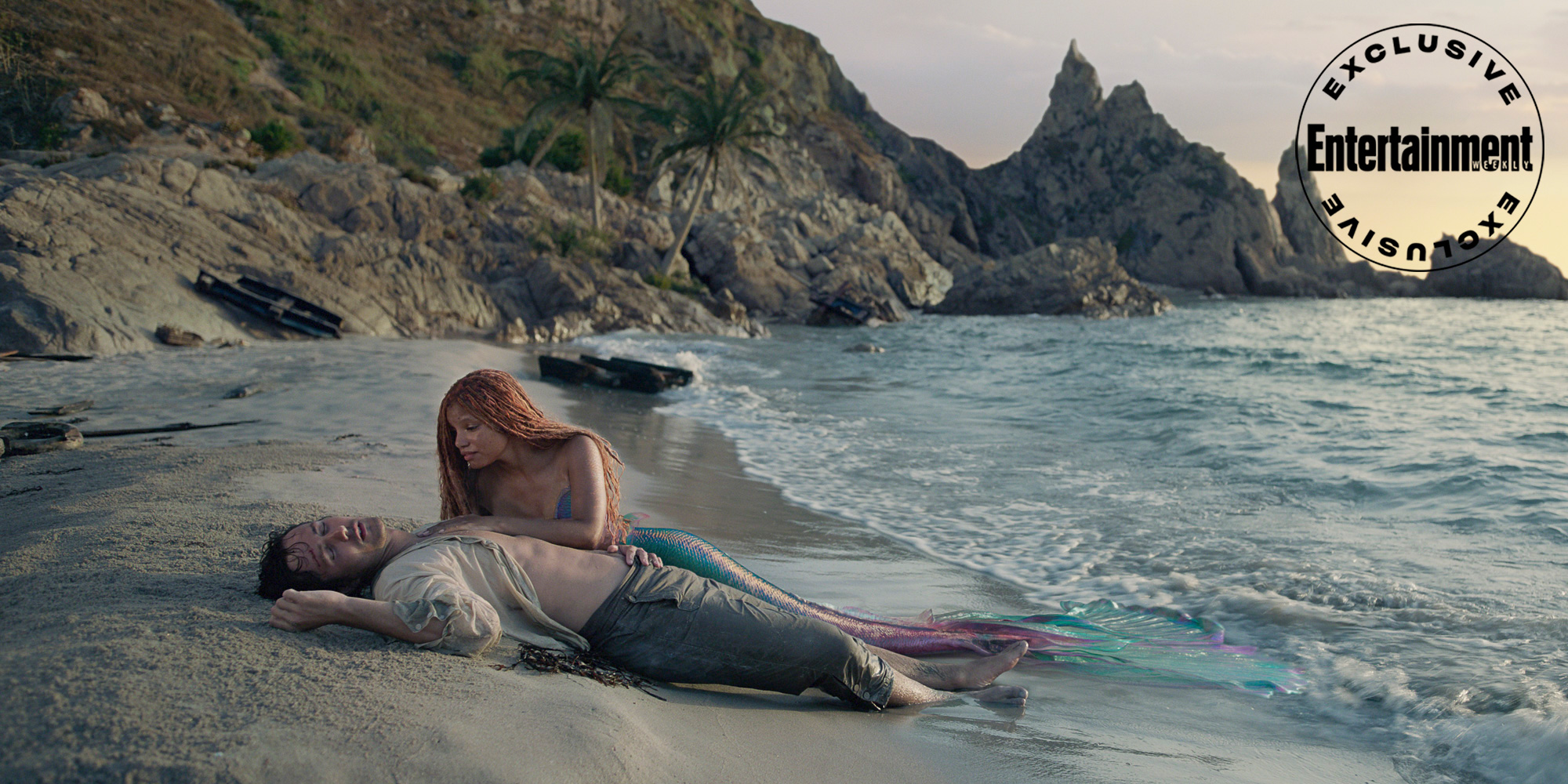 (L-R): Jonah Hauer-King as Prince Eric and Halle Bailey as Ariel in Disney's live-action THE LITTLE MERMAID. Photo courtesy of Disney. © 2023 Disney Enterprises, Inc. All Rights Reserved.