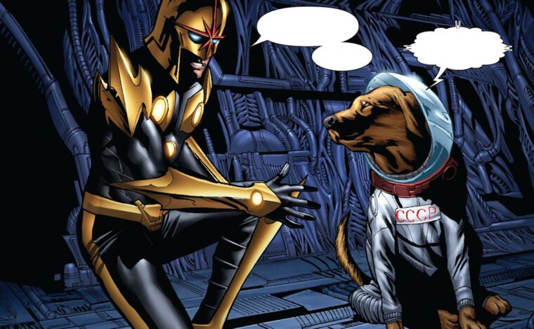 Cosmo conhece o herói Nova em primeira aparição nas HQs (Marvel/Divulgação)