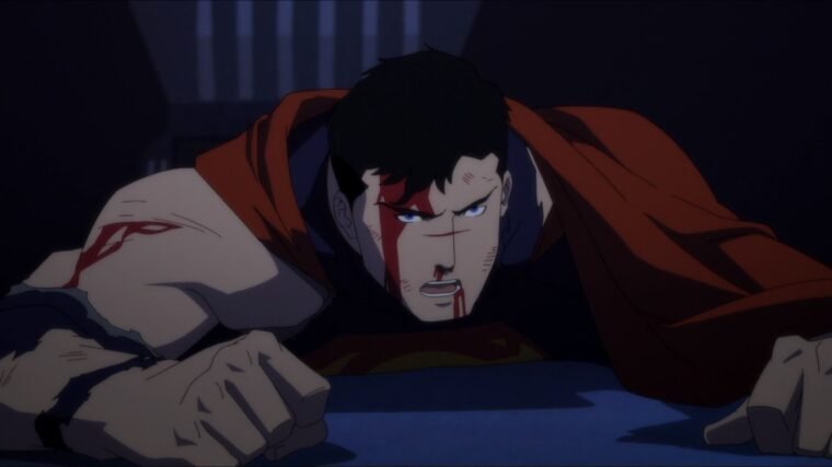 Superman surrado em cena da segunda animação de A Morte do Superman (Warner Animation/Reprodução)