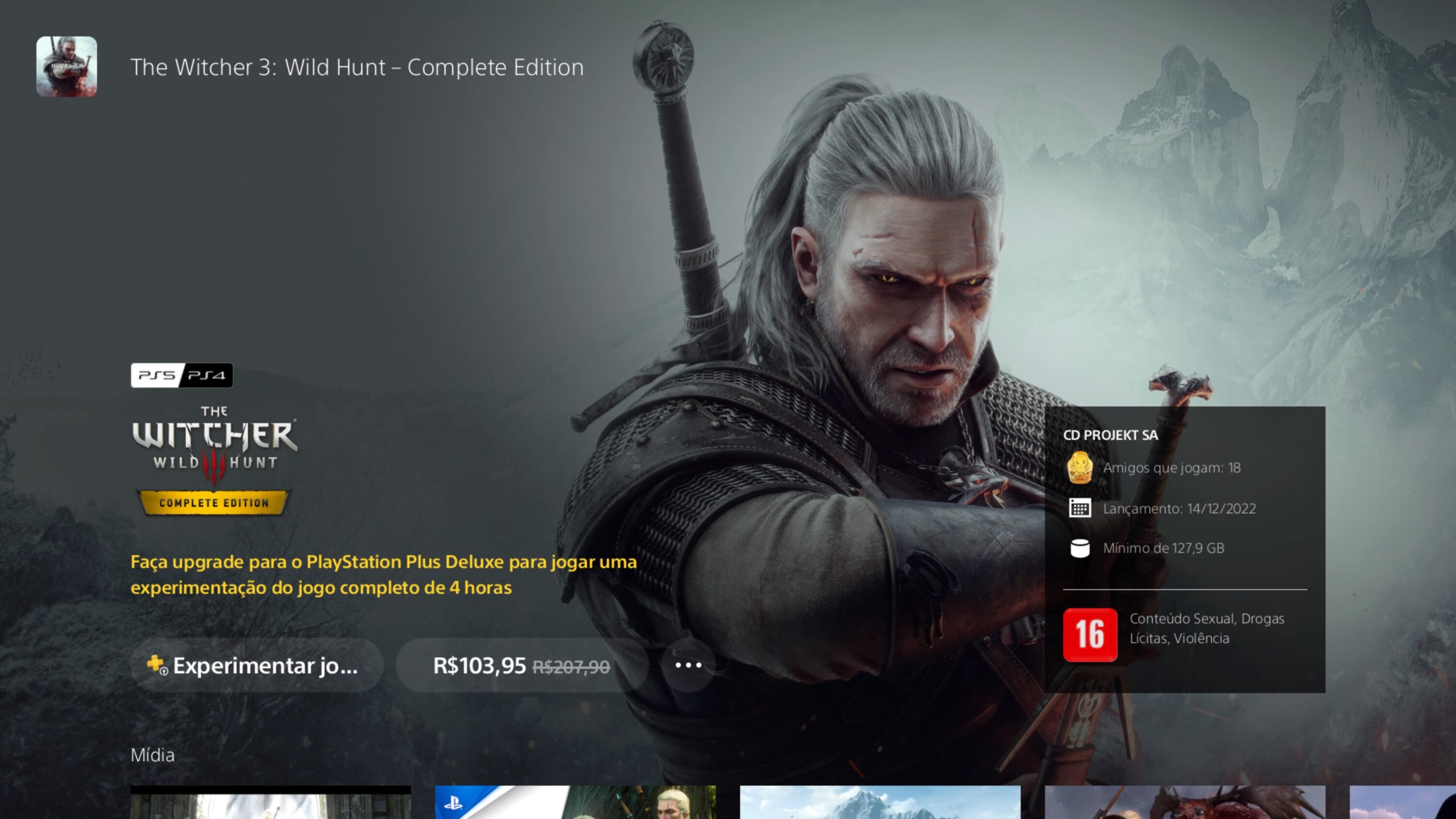 PS Plus Deluxe adiciona versão de teste de 4 horas de The Witcher 3